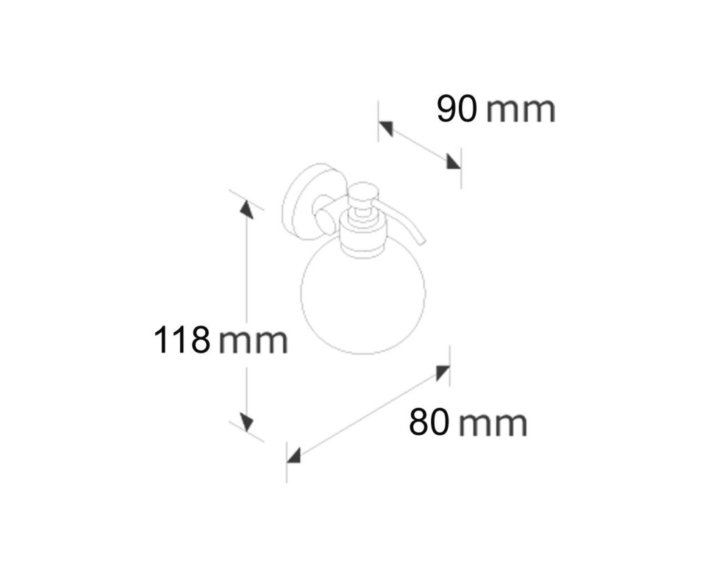 Dozownik mydła w płynie z pojemnikiem w kształcie kuli mocowany do ściany MERIDA STELLA BLACK LINE, pojemność zbiornika 150 ml, czarny