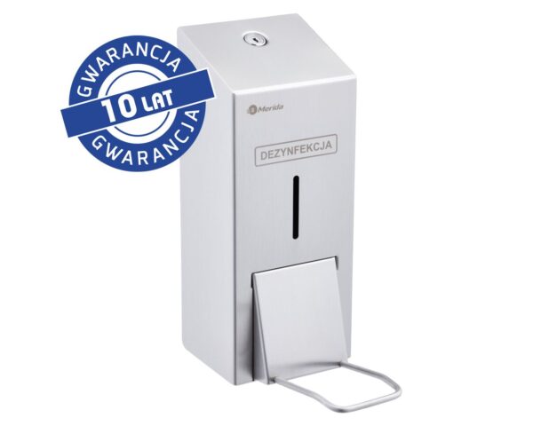 Dozownik płynu dezynfekcyjnego w sprayu z przyciskiem łokciowym MERIDA STELLA, pojemność zbiornika 800 ml, stal matowa