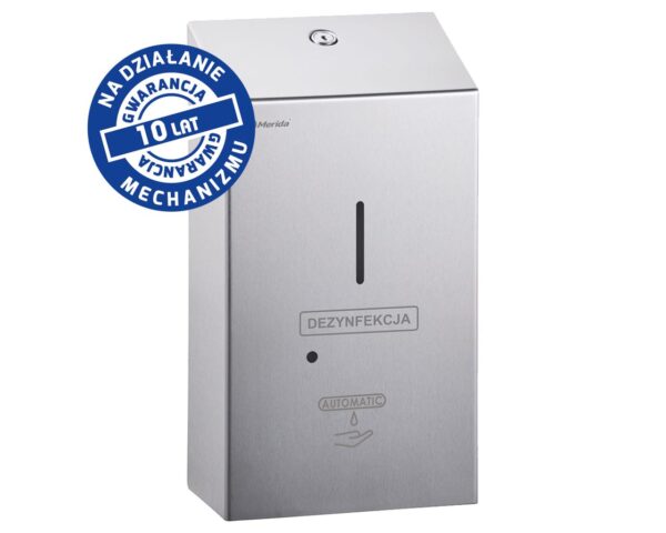 Bezdotykowy automatyczny dozownik płynu dezynfekcyjnego w sprayu na jednorazowe wkłady 1000 ml, MERIDA STELLA, stal matowa Bezdotykowy automatyczny dozownik płynu dezynfekcyjnego w sprayu na jednorazowe wkłady 1000 ml, MERIDA STELLA, stal matowa