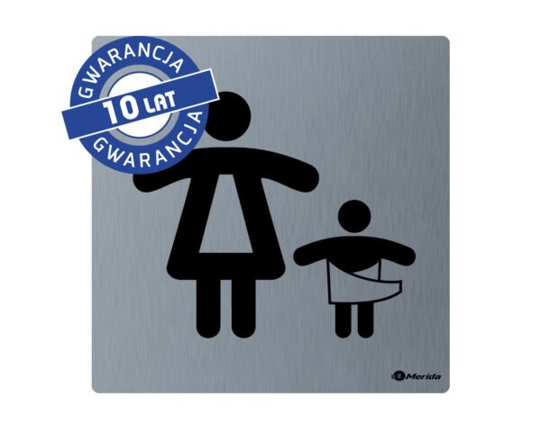 Piktogram - pomieszczenie dla matki z dzieckiemwym. 95 x 95 x 2 mm, stal matowa