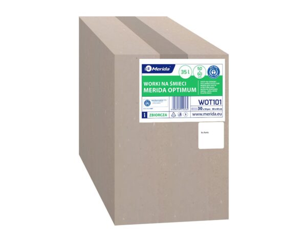 Worki na śmieci MERIDA OPTIMUM, 50 x 60 cm, pojemność 35 l, rolka 50 szt., BEZBARWNE, HDPE/LDPE Worki na śmieci MERIDA OPTIMUM, 50 x 60 cm, pojemność 35 l, rolka 50 szt., BEZBARWNE, HDPE/LDPE