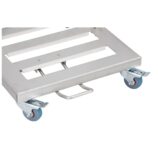 Stelaż na worki, z wolno opadającą pokrywą i przyciskiem pedałowym, na kółkach, stal matowa