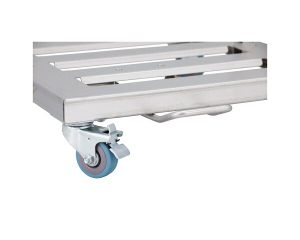 Stelaż na worki, z wolno opadającą pokrywą i przyciskiem pedałowym, na kółkach, stal matowa Stelaż na worki, z wolno opadającą pokrywą i przyciskiem pedałowym, na kółkach, stal matowa