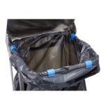 Stelaż na worki, z wolno opadającą pokrywą i przyciskiem pedałowym, na kółkach, stal matowa