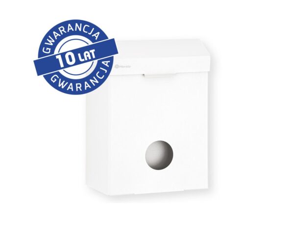 Kosz do damskich toalet MERIDA STELLA WHITE LINE z pojemnikiem na torebki higieniczne, pojemność 4,4 l, biały Kosz do damskich toalet MERIDA STELLA WHITE LINE z pojemnikiem na torebki higieniczne, pojemność 4,4 l, biały