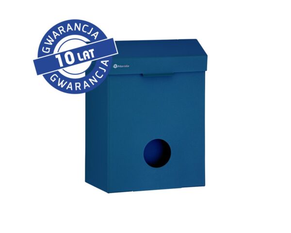 Kosz do damskich toalet MERIDA STELLA BLUE LINE z pojemnikiem na torebki higieniczne, pojemność 4,4 l, niebieski