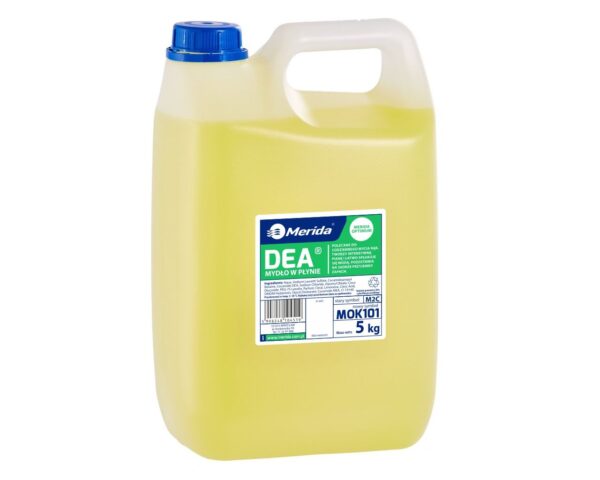Mydło w płynie MERIDA DEA cytrynowe, kanister 5 kg, zapach cytrynowy Mydło w płynie MERIDA DEA cytrynowe, kanister 5 kg, zapach cytrynowy