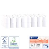Papier toaletowy MERIDA PREMIUM, biały, średnica 10,5 cm, długość 27,5 m, trzywarstwowy, worek 64 szt., ECOLABEL