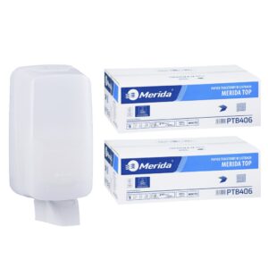 Pojemnik na papier toaletowy w listkach MERIDA HARMONY za 1 zł netto przy zakupie 2 kartonów papierów toaletowych MERIDA TOP PTB406 (18 000 listków)
