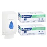 Pojemnik na papier toaletowy w listkach MERIDA TOP za 1 zł netto przy zakupie 2 kartonów papierów toaletowych MERIDA OPTIMUM POB403 (18 000 listków)