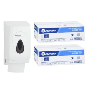 Pojemnik na papier toaletowy w listkach MERIDA TOP za 1 zł netto przy zakupie 2 kartonów papierów toaletowych MERIDA TOP PTB406 (18 000 listków)