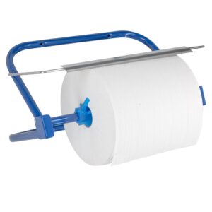 Wieszak na przemysłowe czyściwa w rolach, metalowy, niebieski
