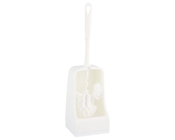 Szczotka do WC z uchwytem i z końcówką do czyszczenia wewnętrznej krawędzi muszli, kolor biały