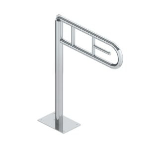 Poręcz uchylna łukowa 600 mm, montowana do podłogi, z uchwytem na papier toaletowy