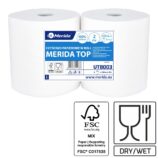 Czyściwo papierowe MERIDA TOP 22.5, długość 137,5 m, dwuwarstwowe, BIAŁE, zgrzewka 2 sztuki