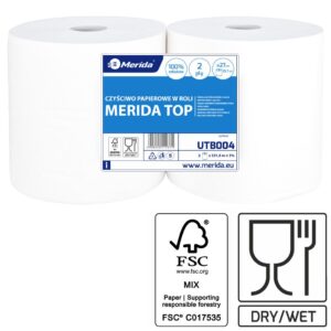Czyściwo papierowe MERIDA TOP 27, długość 231,8 m, dwuwarstwowe, BIAŁE, zgrzewka 2 sztuki