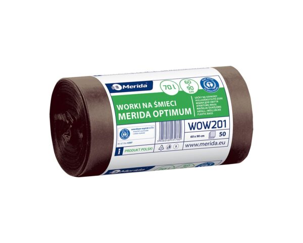 Worki na odpady BIO, MERIDA OPTIMUM, 60 x 90 cm, pojemność 70 l, rolka 50 szt., BRĄZOWE, HDPE/LDPE Worki na odpady BIO, MERIDA OPTIMUM, 60 x 90 cm, pojemność 70 l, rolka 50 szt., BRĄZOWE, HDPE/LDPE