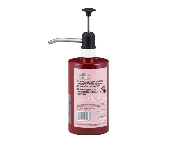 Pasta do mycia silnie zabrudzonych rąk MERIDA MECHANIK, rubinowa butelka z pompką, 500 g Pasta do mycia silnie zabrudzonych rąk MERIDA MECHANIK, rubinowa butelka z pompką, 500 g