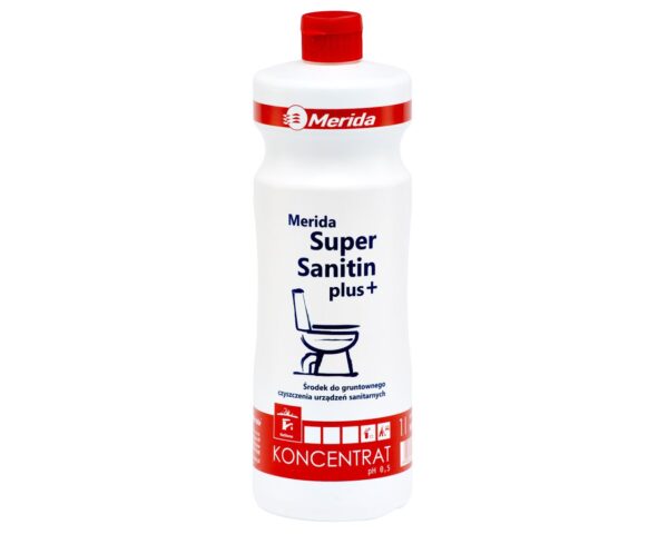 MERIDA SUPER SANITIN PLUS środek do gruntownego czyszczenia urządzeń sanitarnych, butelka 1 l MERIDA SUPER SANITIN PLUS środek do gruntownego czyszczenia urządzeń sanitarnych, butelka 1 l