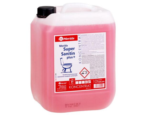 MERIDA SUPER SANITIN PLUS środek do gruntownego czyszczenia urządzeń sanitarnych, kanister 10 l MERIDA SUPER SANITIN PLUS środek do gruntownego czyszczenia urządzeń sanitarnych, kanister 10 l