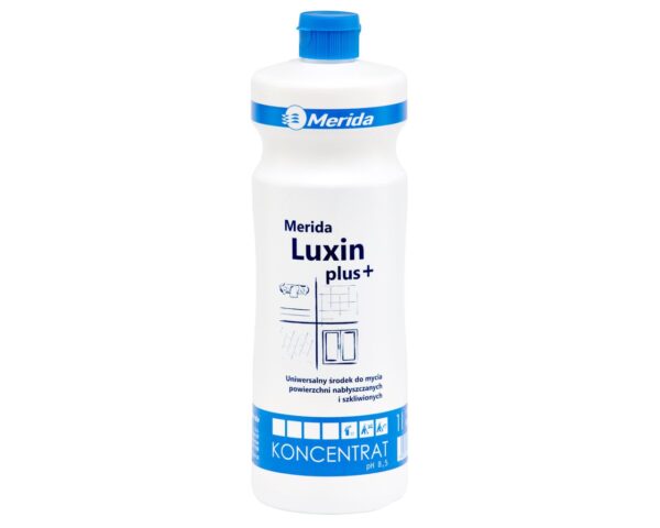 MERIDA LUXIN PLUS uniwersalny środek do mycia powierzchni nabłyszczanych i szkliwionych, butelka 1 l MERIDA LUXIN PLUS uniwersalny środek do mycia powierzchni nabłyszczanych i szkliwionych, butelka 1 l
