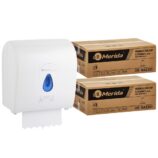 Mechaniczny podajnik ręczników MERIDA TOP niebieski za 100 zł netto przy zakupie 2 kartonów ręczników MERIDA ECONOMY AUTOMATIC RAZ301 (12 x 250 m = 3 000 m, 12 500 listków)