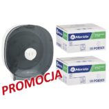 Pojemnik na cztery rolki papieru toaletowego bez gilzy MERIDA ONE biały za 75 zł netto przy zakupie 2 kartonów papiery toaletowego MERIDA OPTIMUM POB301 (36 x 85 m = 3060 m, 12 240 listków)