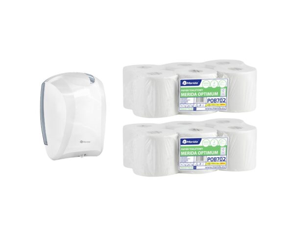 Pojemnik na papier toaletowy w listkach CENTER PULL biały za 75 zł netto przy zakupie 2 opakowań papieru MERIDA OPTIMUM POB702 Pojemnik na papier toaletowy w listkach CENTER PULL biały za 75 zł netto przy zakupie 2 opakowań papieru MERIDA OPTIMUM POB702