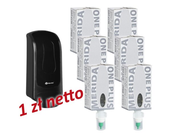 Dozownik mydła w pianie MERIDA ONE czarny za 1 zł netto przy zakupie 6 wkładów z mydłem MERIDA ONE SENSITIVE ICE BLUE
