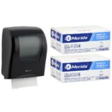 Mechaniczny podajnik ręczników MERIDA ONE czarny za 125 zł netto przy zakupie 2 kartonów ręczników MERIDA TOP AUTOMATIC RAB309 (12 x 140 m = 1 680 m, 6 588 listków)