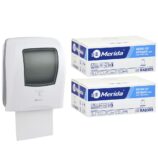 Automatyczny bezdotykowy podajnik ręczników MERIDA ONE biały za 250 zł netto przy zakupie 2 kartonów ręczników MERIDA TOP AUTOMATIC RAB309 (12 x 140 m = 1 680 m, do 8 184 listków)