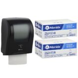 Automatyczny bezdotykowy podajnik ręczników MERIDA ONE czarny za 250 zł netto przy zakupie 2 kartonów ręczników MERIDA TOP AUTOMATIC RAB312 (12 x 240 m = 2 800 m, 11 292 listki)