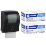 Automatyczny bezdotykowy podajnik ręczników MERIDA ONE czarny za 250 zł netto przy zakupie 2 kartonów ręczników MERIDA TOP AUTOMATIC RAB309 (12 x 140 m = 1 680 m, do 8 184 listków)
