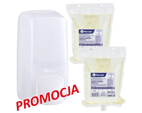 Dozownik mydła w pianie MERIDA HARMONY i 2 wkłady z mydłem MERIDA HARMONY SENSITIVE Dozownik mydła w pianie MERIDA HARMONY i 2 wkłady z mydłem MERIDA HARMONY SENSITIVE