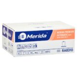 Ręczniki papierowe w roli z adaptorem MERIDA PREMIUM AUTOMATIC MAXI, białe, średnica 18,5 cm, długość 100 m, trzywarstwowe, karton 6 rolek, ECOLABEL
