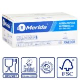 Ręczniki papierowe w roli z adaptorem MERIDA TOP EKO AUTOMATIC MAXI, piaskowe, średnica 19 cm, długość 150 m, dwuwarstwowe, karton 6 rolek, ECOLABEL