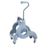 Wózek serwisowy do sprzątania, jednowiadrowy, wiadro 15 l, kuweta 8 l, prosta rączka, żółta prasa