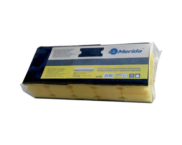 Zmywak profesjonalny do gruntownego czyszczenia, pianka żółta, fibra czarna, opakowanie 10 szt. Zmywak profesjonalny do gruntownego czyszczenia, pianka żółta, fibra czarna, opakowanie 10 szt.