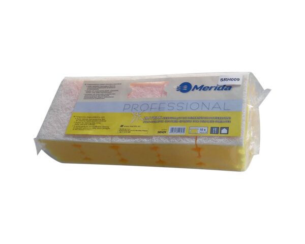 Zmywak profesjonalny nierysujący do delikatnych powierzchni, pianka żółta, fibra biała, opakowanie 10 szt. Zmywak profesjonalny nierysujący do delikatnych powierzchni, pianka żółta, fibra biała, opakowanie 10 szt.