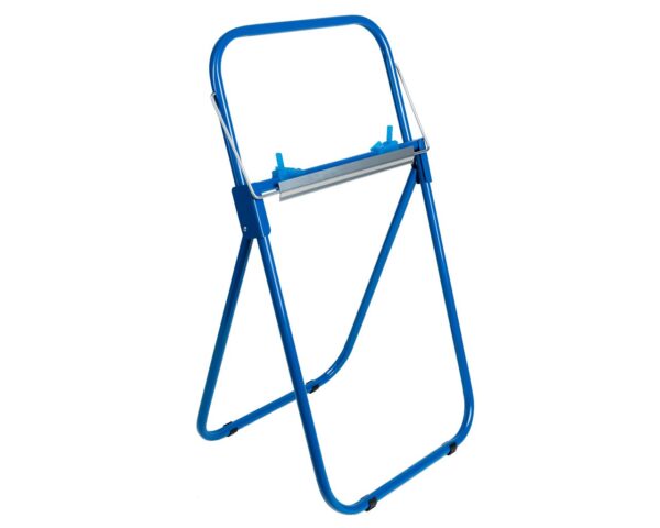 Stojak na przemysłowe czyściwa w rolach, metalowy, niebieski