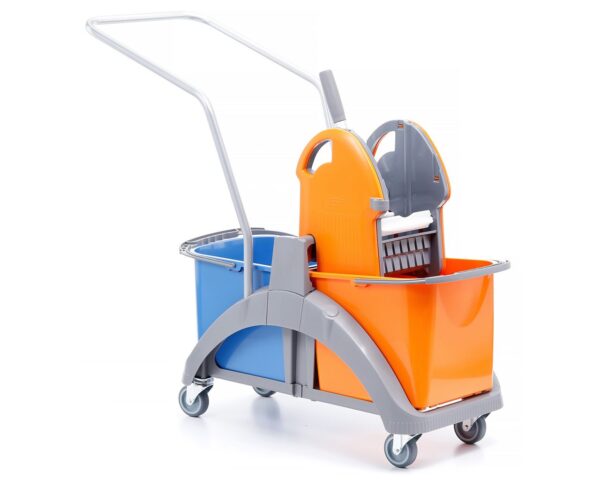 Wózek do sprzątania dwuwiadrowy z tworzywa sztucznego, dwa wiadra 20 l, prasa do mopów, TS2-0005 Wózek do sprzątania dwuwiadrowy z tworzywa sztucznego, dwa wiadra 20 l, prasa do mopów, TS2-0005