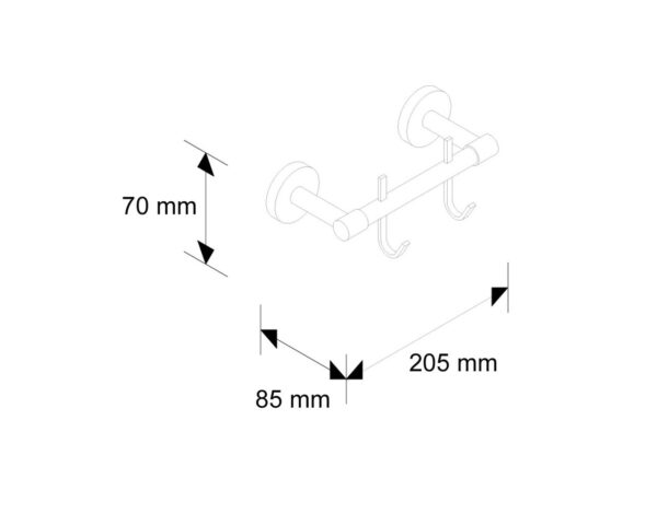 Drążek L130 mm z dwoma haczykami Drążek L130 mm z dwoma haczykami