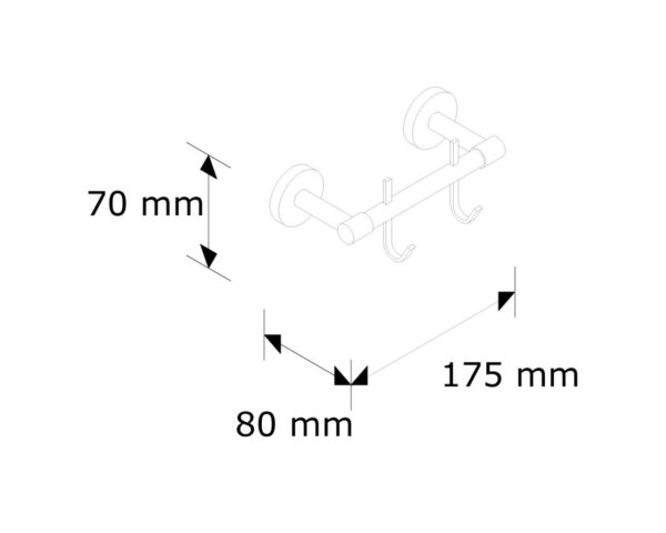 Drążek L130 mm z dwoma haczykami Drążek L130 mm z dwoma haczykami