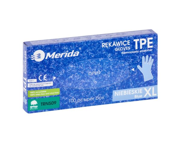 Rękawice elastomerowe TPE, niebieskie, rozmiar XL, opakowanie 100 szt.