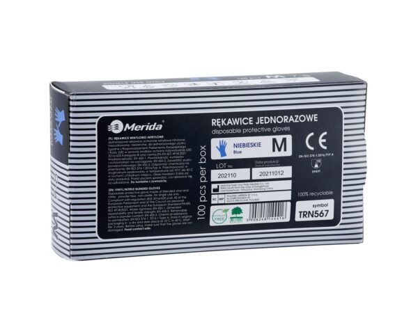 Rękawice winylowo - nitrylowe, niebieskie, rozmiar M, opakowanie 100 szt. Rękawice winylowo - nitrylowe, niebieskie, rozmiar M, opakowanie 100 szt.