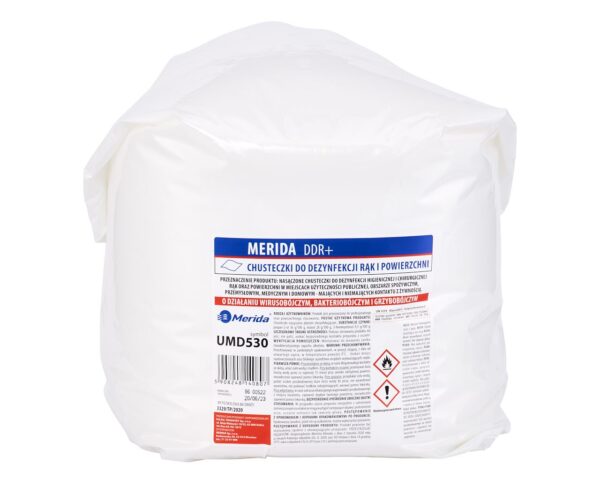 Chusteczki nasączone do chirurgicznej i higienicznej dezynfekcji rąk i powierzchni MERIDA POLANA DDR+, wkład uzupełniający do wiadra 10 l, 122,36 m, 322 listki Chusteczki nasączone do chirurgicznej i higienicznej dezynfekcji rąk i powierzchni MERIDA POLANA DDR+, wkład uzupełniający do wiadra 10 l, 122,36 m, 322 listki