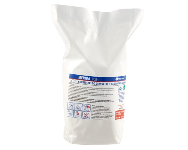 Chusteczki nasączone do chirurgicznej i higienicznej dezynfekcji rąk i powierzchni MERIDA POLANA DDR+, wkład uzupełniający do tuby, 15 m, 100 listków Chusteczki nasączone do chirurgicznej i higienicznej dezynfekcji rąk i powierzchni MERIDA POLANA DDR+, wkład uzupełniający do tuby, 15 m, 100 listków