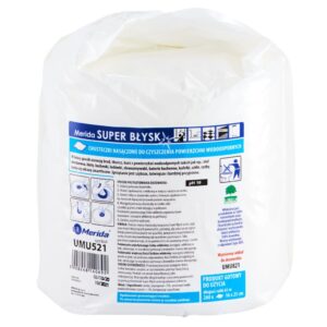 Chusteczki nasączone do czyszczenia powierzchni wodoodpornych MERIDA SUPER BŁYSK, wkład uzupełniający do wiadra 6 l, rolka 65 m, 260 listków