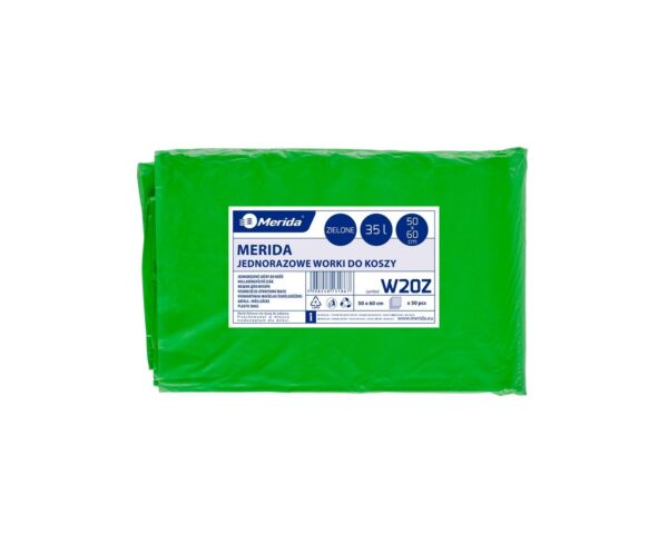 Worki na śmieci MERIDA CLASSIC, 50 x 60 cm, pojemność 35 l, paczka 50 szt., ZIELONE, LDPE Worki na śmieci MERIDA CLASSIC, 50 x 60 cm, pojemność 35 l, paczka 50 szt., ZIELONE, LDPE