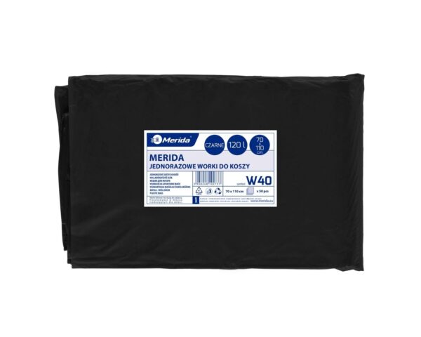 Worki na śmieci MERIDA, 70 x 110 cm, pojemność 120 l, paczka 50 szt., CZARNE, LDPE Worki na śmieci MERIDA, 70 x 110 cm, pojemność 120 l, paczka 50 szt., CZARNE, LDPE
